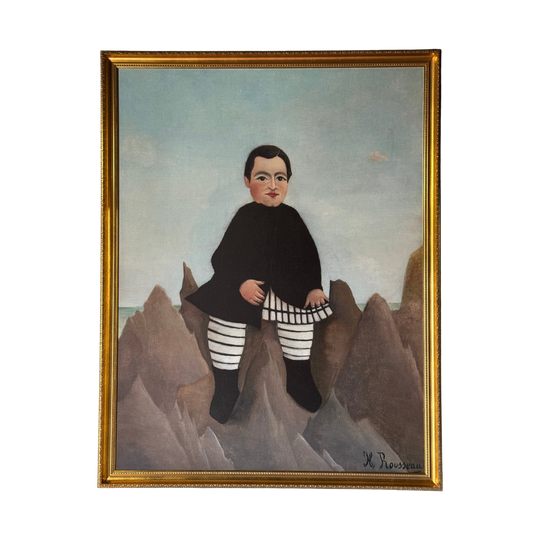 Oversized Gilt Framed Print of "Garçon sur les rochers" (Boy on the Rocks) by Henri Rousseau