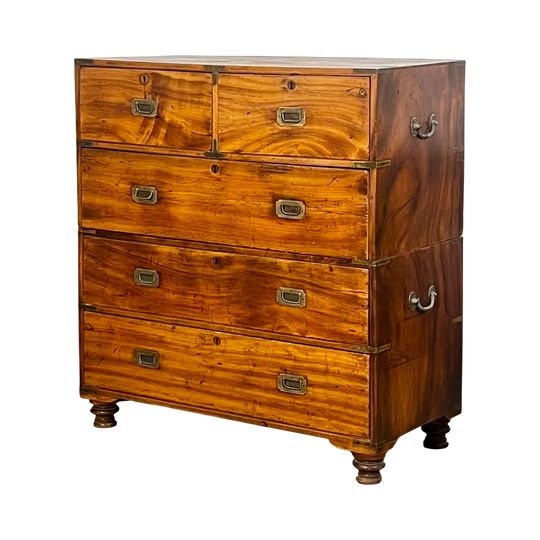 Antique Anglo Indian Camphor Campaign Chest of Drawers.