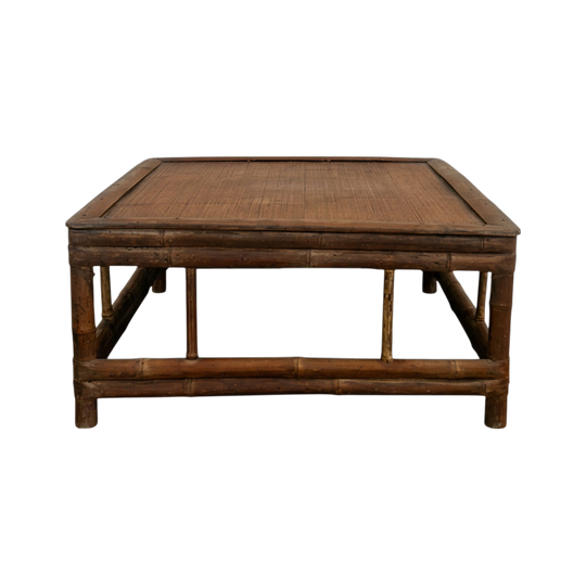 Chinese 19th Century Qing Dynasty Bamboo Low Coffee Table with Slatted Top