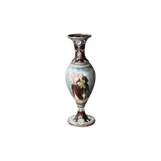 French Limoges handpainted and enameled vase by Camille Faure c.1890