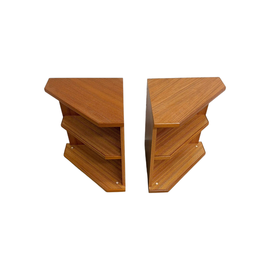 Pair of Mid Century Parker Bedside Table/ Shelves
