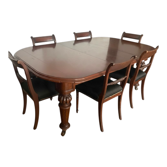 Antique dining table plus 6 chairs