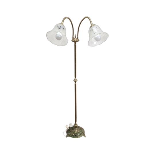 Vintage Heavy Brass Twin Shade Floor Lamp #1