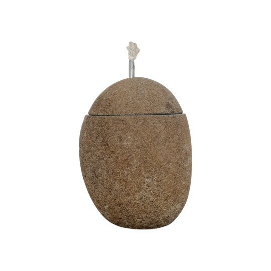 Natural River Stone Lantern Oil Lamp