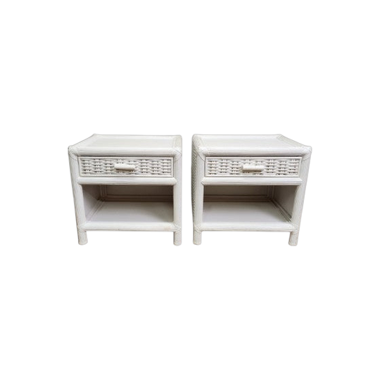 Pair of Vintage Cane Single Drawer Bedsides