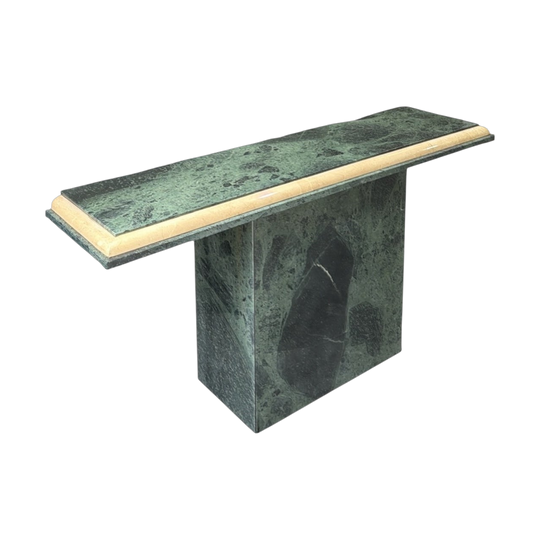 Italian Green and Cream Marble Console Table