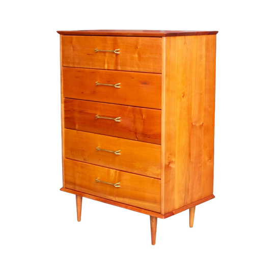 Myer Heritage Solid Myrtle 5‑Drawer Tallboy – Fred Ward Design
