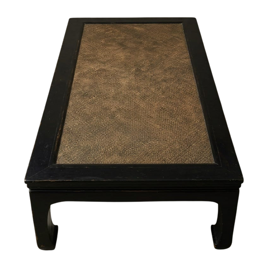 Table - Coffee Table - c1920s Dark Wood and Rattan