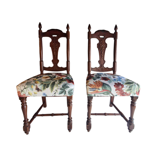 Pair of Vintage Spanish Valentí Carved Chairs