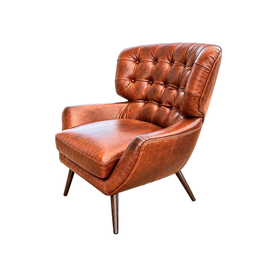 Mid Century Modern Top Grain Leather Armchair