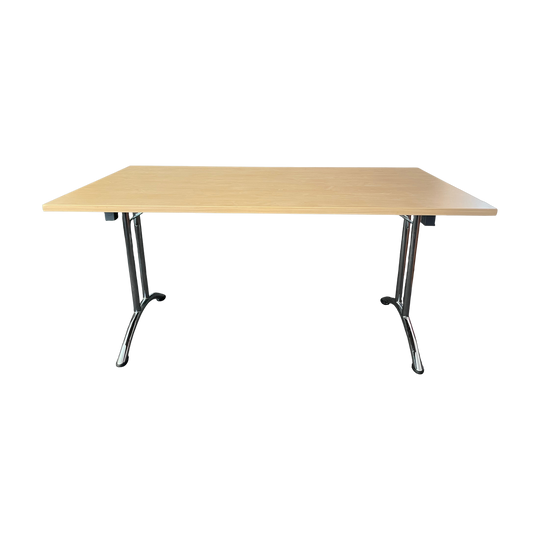 Contemporary Folding Table – Light Timber & Chrome | 150cm x 75cm