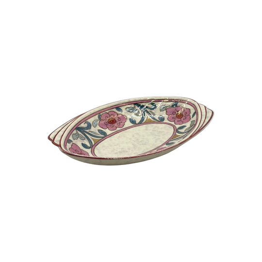 Crown Ducal Oval Dush in Pink and Green Lustre Design Pattern 6567