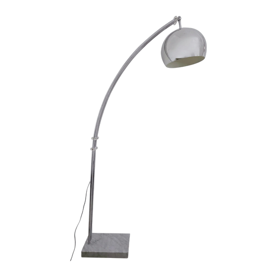 1960's Arched Chrome Floor Lamp with Marble Base by Gofreddo Reggiani