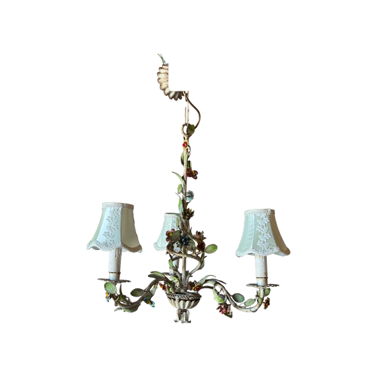 Vintage Italian Toleware Floral Chandelier