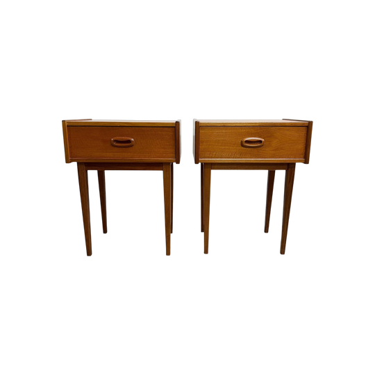 Pair Of Mid Century Parker 'Nordic' Teak Bedside Tables With Drawers