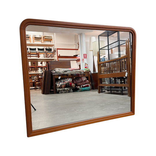 Late Mid Century 1980's Parker Rounded Top Teak Mirror