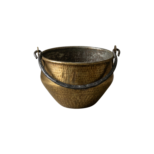Vintage Indian Brass Pot With Swing Handle