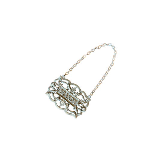 Vintage Engraved 'Brandy' Cast Decanter Tag - Made in England