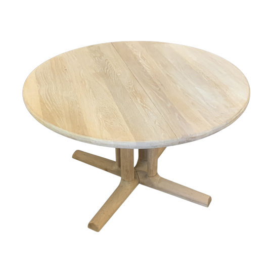 Dyrlund Danish Round Solid Oak 1 Leaf Extension Dining Table