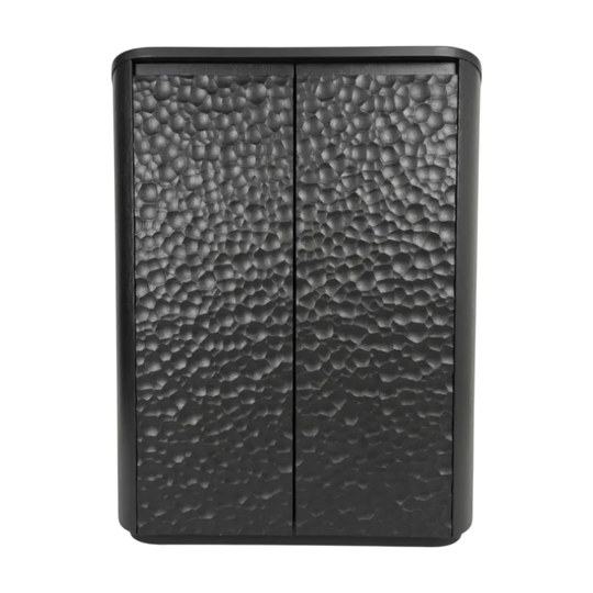 Black Wooden Cabinet with Honeycomb Textured Doors