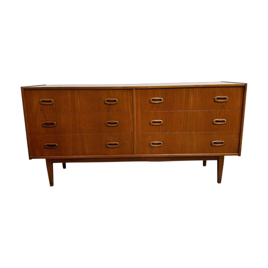 Mid Century Parker 'Nordic' Six Drawer Teak Sideboard Chest Of Drawers