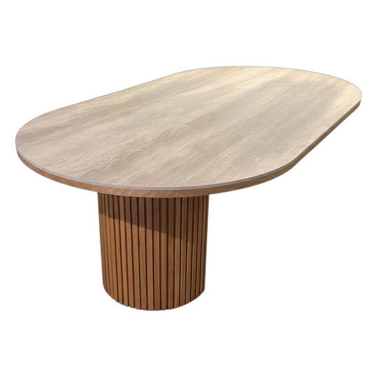 Eclipse Travertine Top Dining Table Natural Base