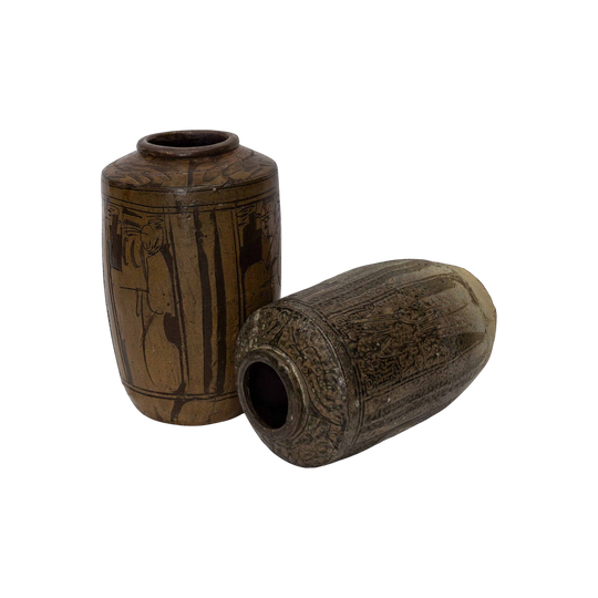 Antique Chinese Hand-Painted Terracotta Storage Pot