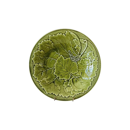 Antique T. G. Green England Green Majolica Grapes Leaves Plate 23.5 cm