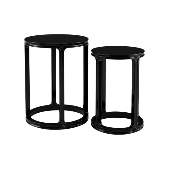 Black Wood Nesting Side Tables Set