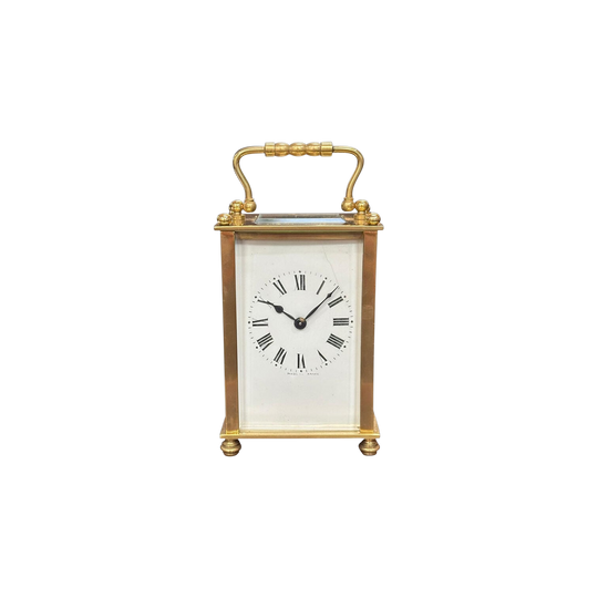 19th century French brass carriage clock with original case c.1880