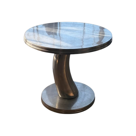 Vintage 1970s80s Modernist Stainless Steel Pedestal Table