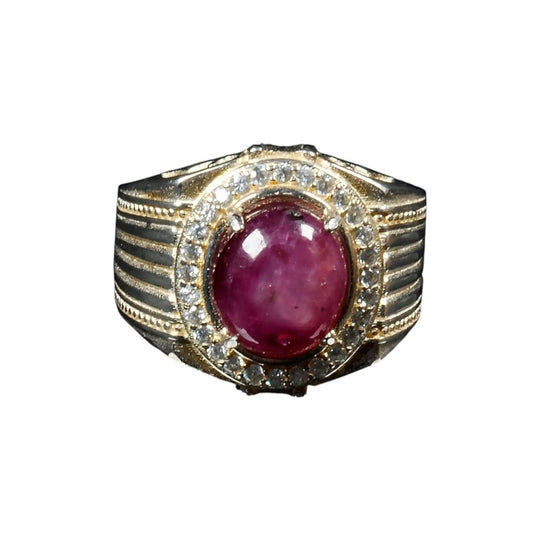 15ct Natural ruby ring, Sterling silver ring, antique, handmade, zircon, Gift, for men and women, natural star ruby