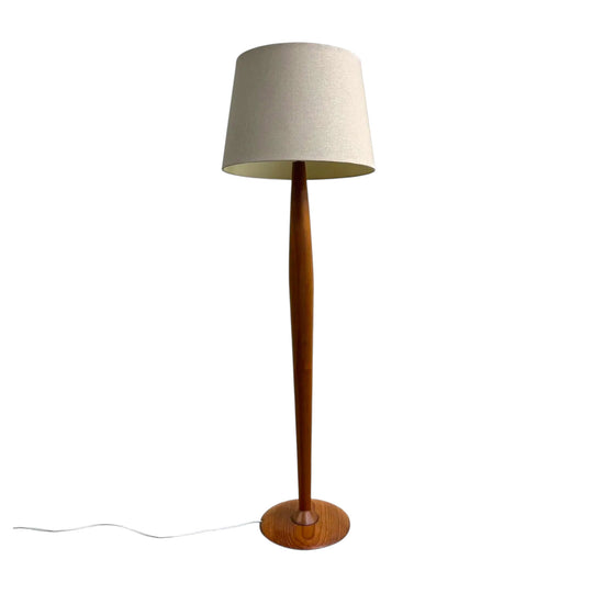 Mid Century Turned Timber Floor Lamp