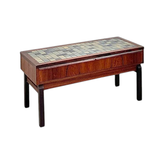 Danish Rosewood & Tile Inlaid Console Drawers