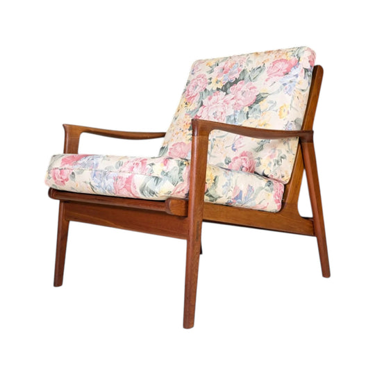 Mid Century Parker Armchair in Floral Jacquard