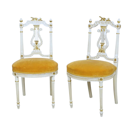 A Pair of Swedish Gustavian Lyre Back Side Chairs