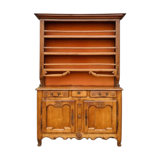 19th-Century French Provincial Louis XV–Style Handcrafted Walnut Buffet / Vaisselier
