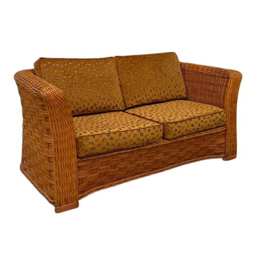 1980s Woven Rattan Two Seater Sofa