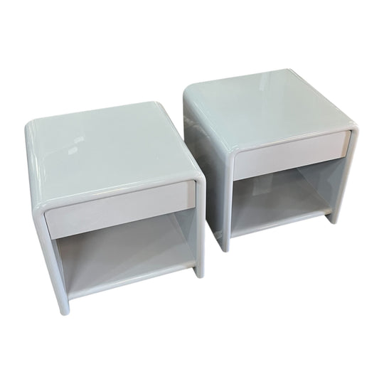Vintage pair bedside tables Bauhaus shelf/drawer mid-century modern 1980s
