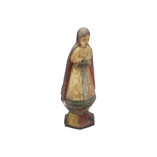 17th Century Polychrome Carved Timber Santos Figure of Saint Mary