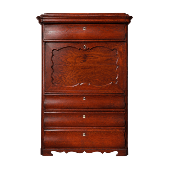 Biedermeier–Louis-Philippe Transitional Secrétaire à Abattant, Solid Oak with Original Simulated Rosewood Graining, North German or Danish, 1845