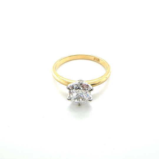 18ct gold cushion cut diamond solitaire ring