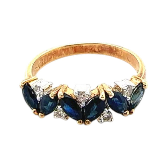 18ct gold marquise cut sapphire and diamond ring