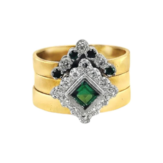 18ct gold triple stacked dress ring