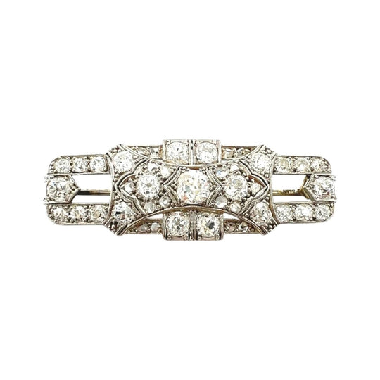 18ct white gold and platinum Art Deco diamond brooch c.1930