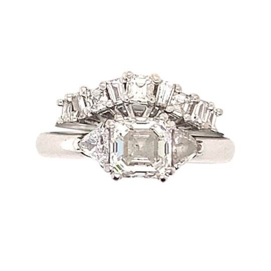 18ct White Gold Diamond Set Engagement Ring & Fitted Wedding Band