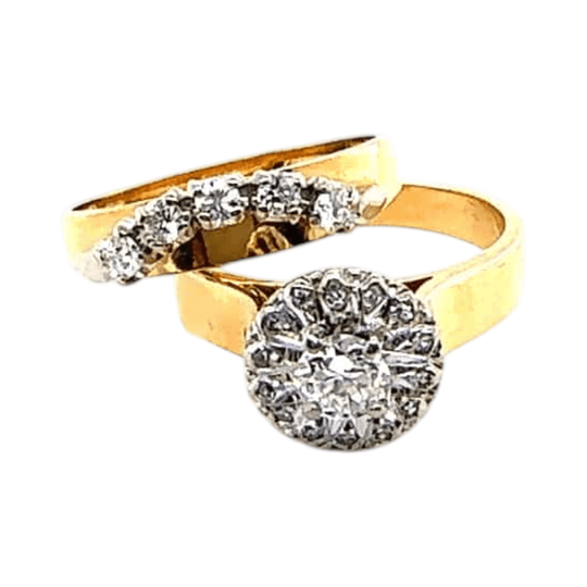 18ct yellow and white gold brilliant cut diamond ring set c.1940
