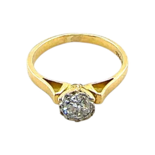 18ct yellow gold solitaire diamond ring c.1960