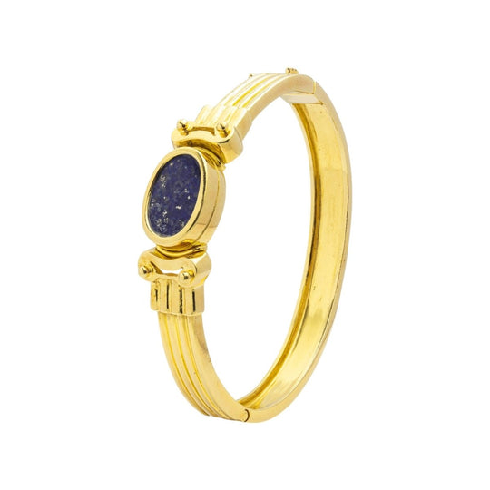 18kt Gold Greek Lapis Lazuli Bangle