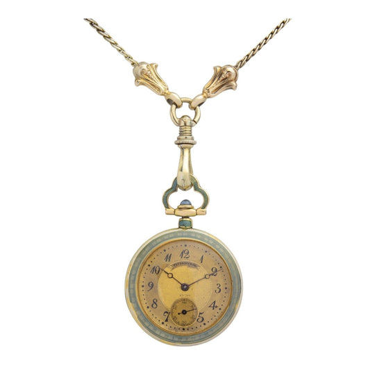 18kt Gold, Tiffany & Co Enamelled Pendant Watch on Chain